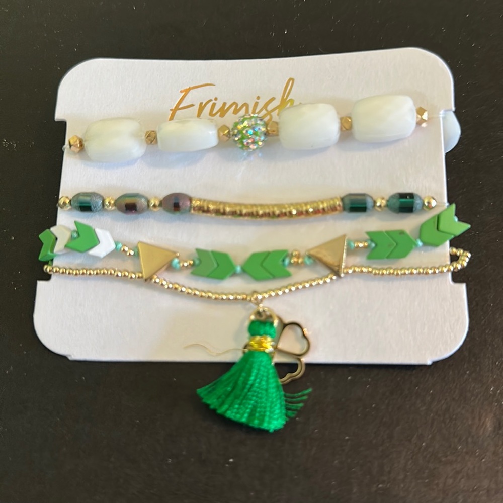 Green,gold,white bracelet
